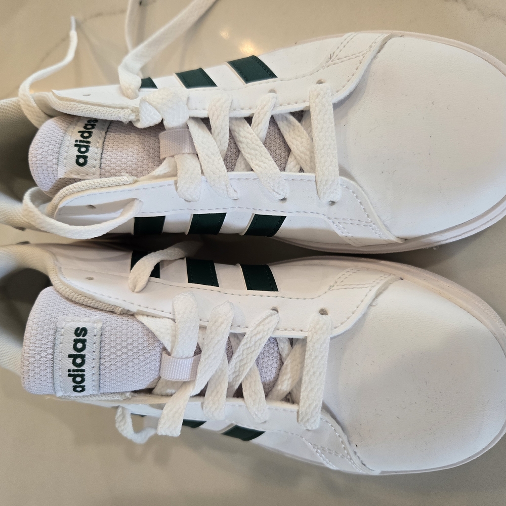 Adidas Kids White and Green Sneakers